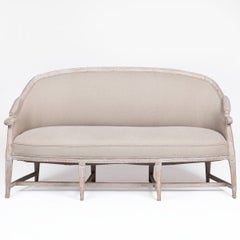Gustavian-Sessel in Hellgrau mit Leinenbezug