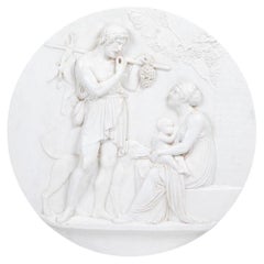 Bertel Thorvaldsen “Manhood or Autumn”, circular white-painted plaster relief