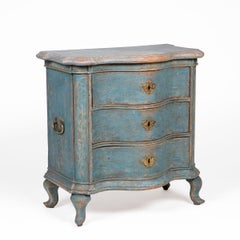 Swedish Baroque Blue-Painted Chest of Drawers, circa 1750