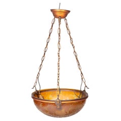 Émile Gallé – Lampada a sospensione in stile Art Nouveau in vetro ambrato, 1890–1900 circa