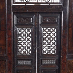 Rare 18th-Century Chinese Wooden Wall Panel with Integrated Door