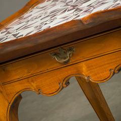 18th Century Rococo Tiled Table with Curved Legs and One Drawer