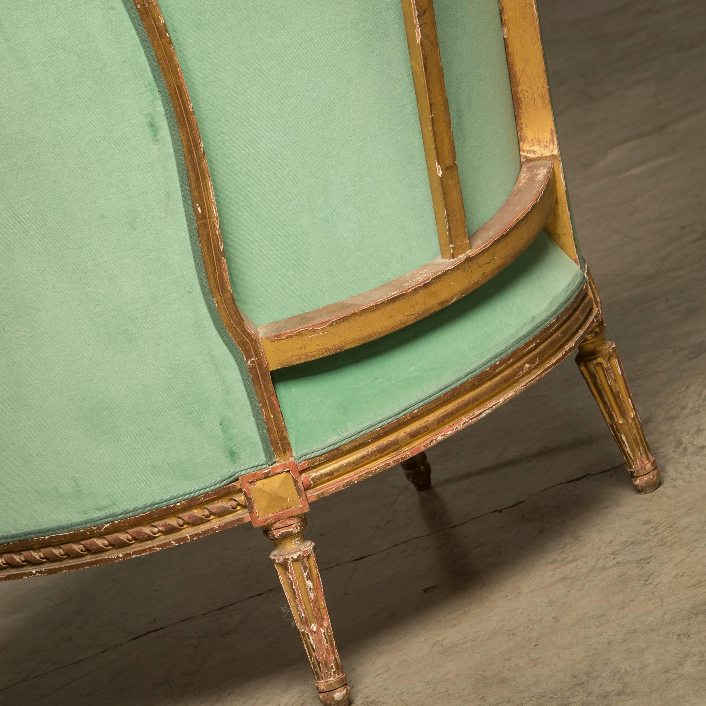 Large French Bergere Chair in Louis XVI Style with Matching Footstool 3