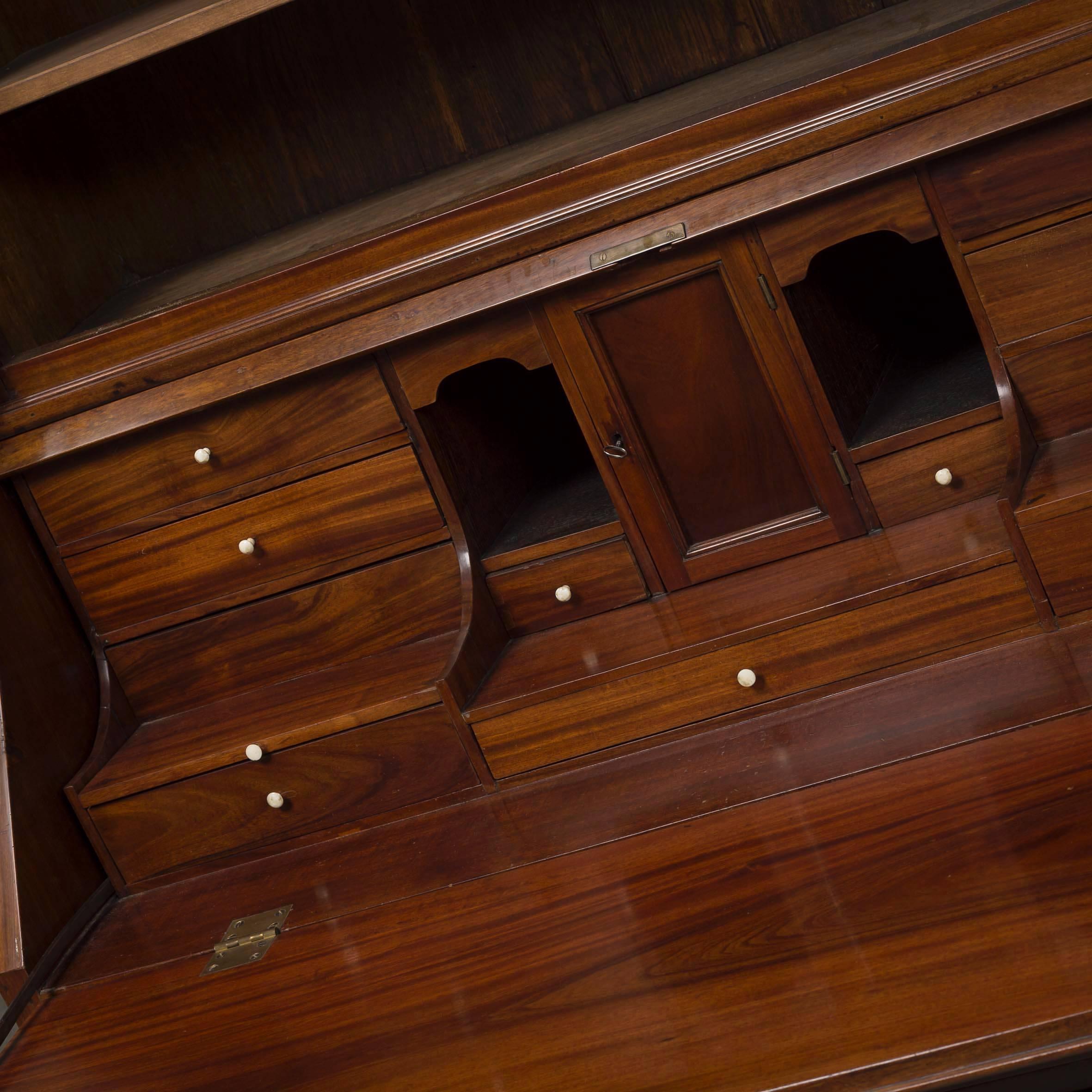 18th Century Danish Louis XVI Bureau. In Cuban Mahogany For Sale