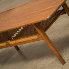 Wegner AT-10 Coffee Table Made of Solid Teak with a Shelf in Cane