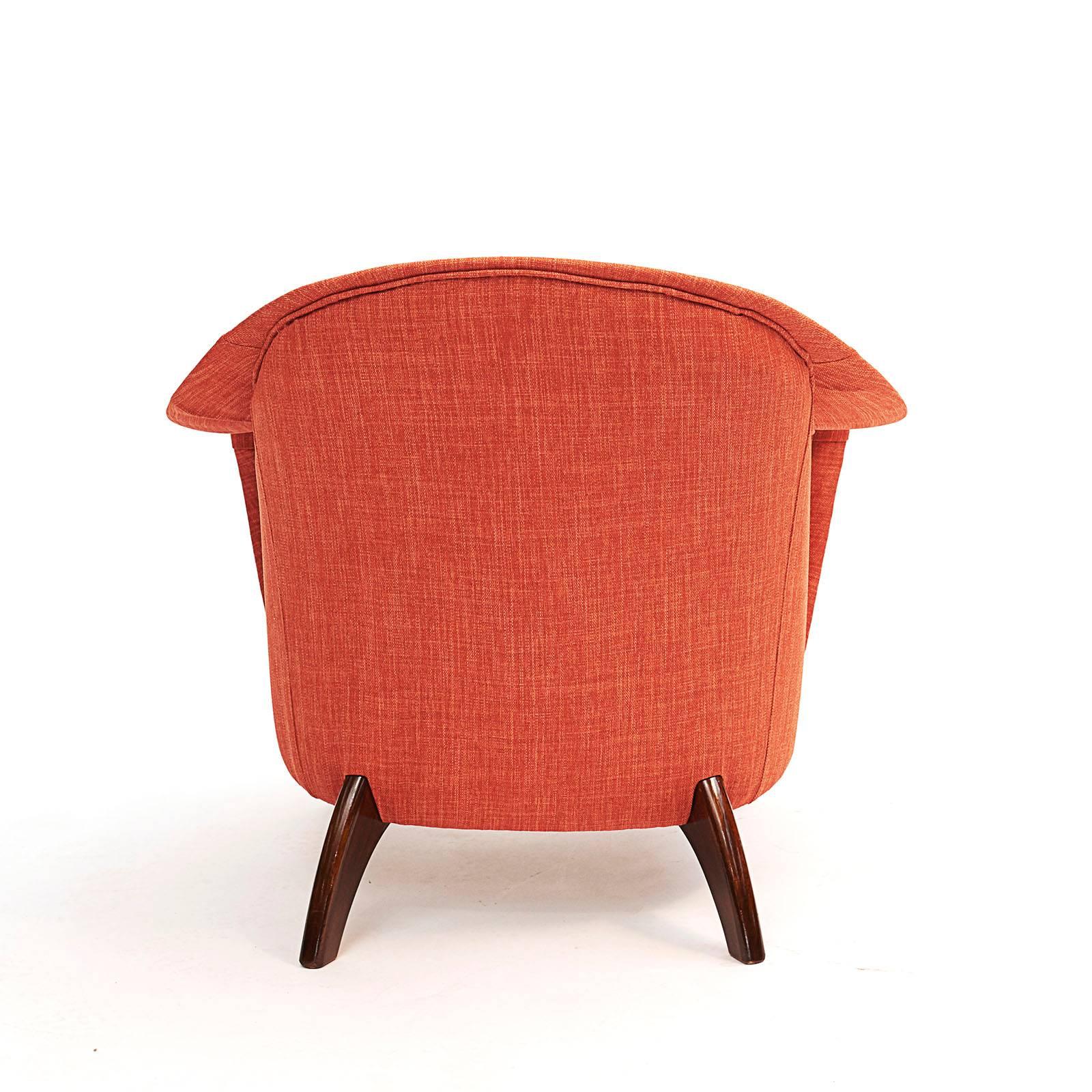 Danish Upholstered and Leather Club Chair, Approx. 1960 For Sale