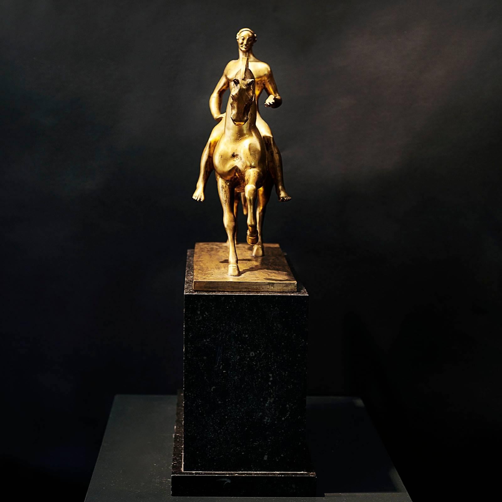 Danish Fine Johannes C. Bjerg Gilded Bronze Sculpture, circa 1917 For Sale