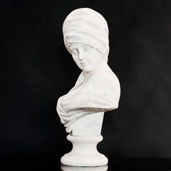 French Absolute Marble Bust of Woman, circa 1860s
