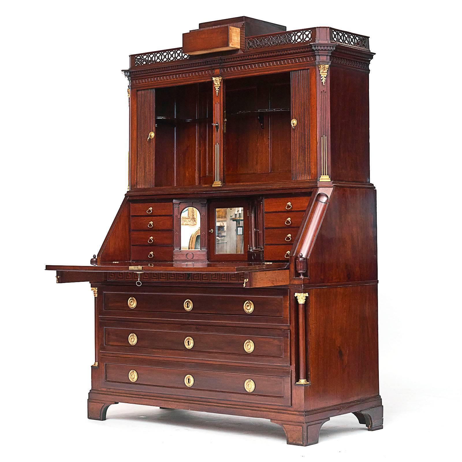 Neoclassical Danish Louis XVI Secretaire mahogany, by Harsdorff, circa 1780-1790