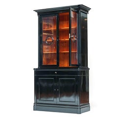 Danish Late Empire Ebonized Bookcase Cabinet, circa 1830-1840