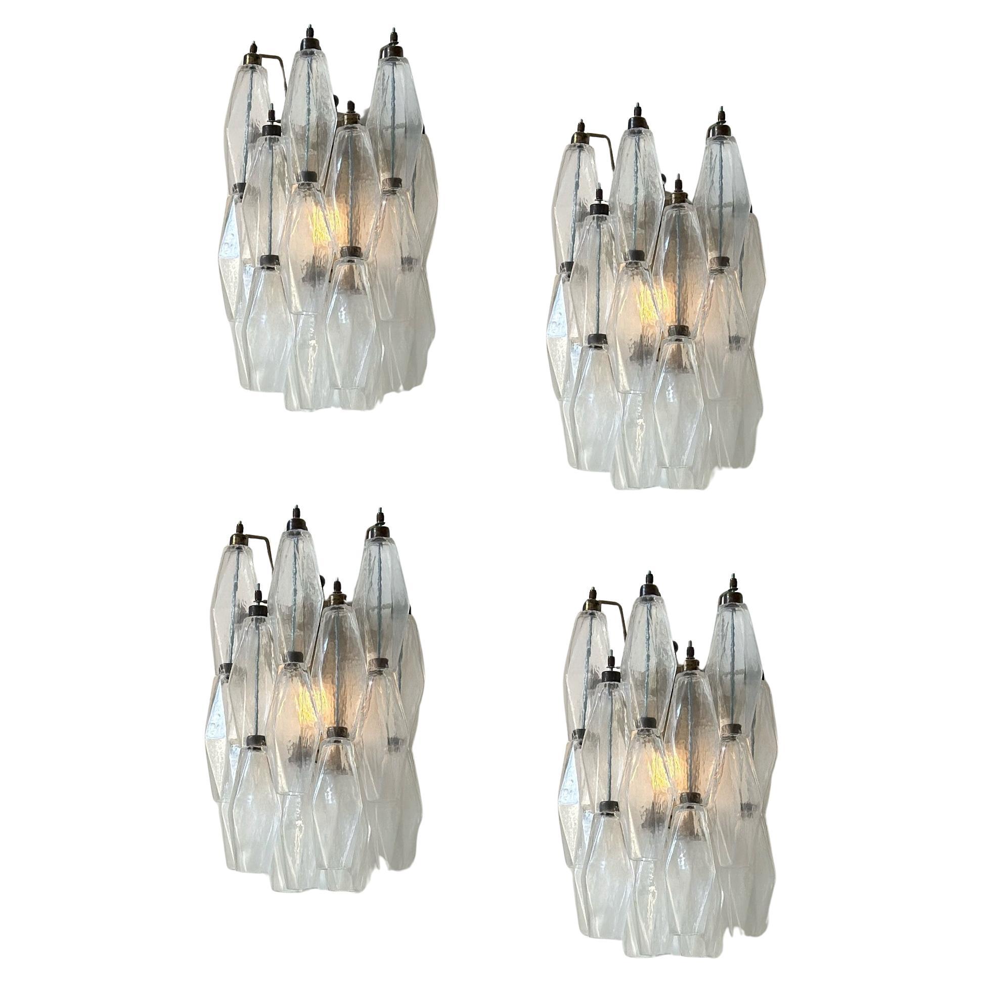 Set de 4 appliques murales classiques Murano pour chevet • Verre clair
