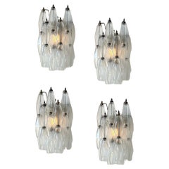 Set of 4 Bedside Classic Murano Wall Sconces • Clear Glass