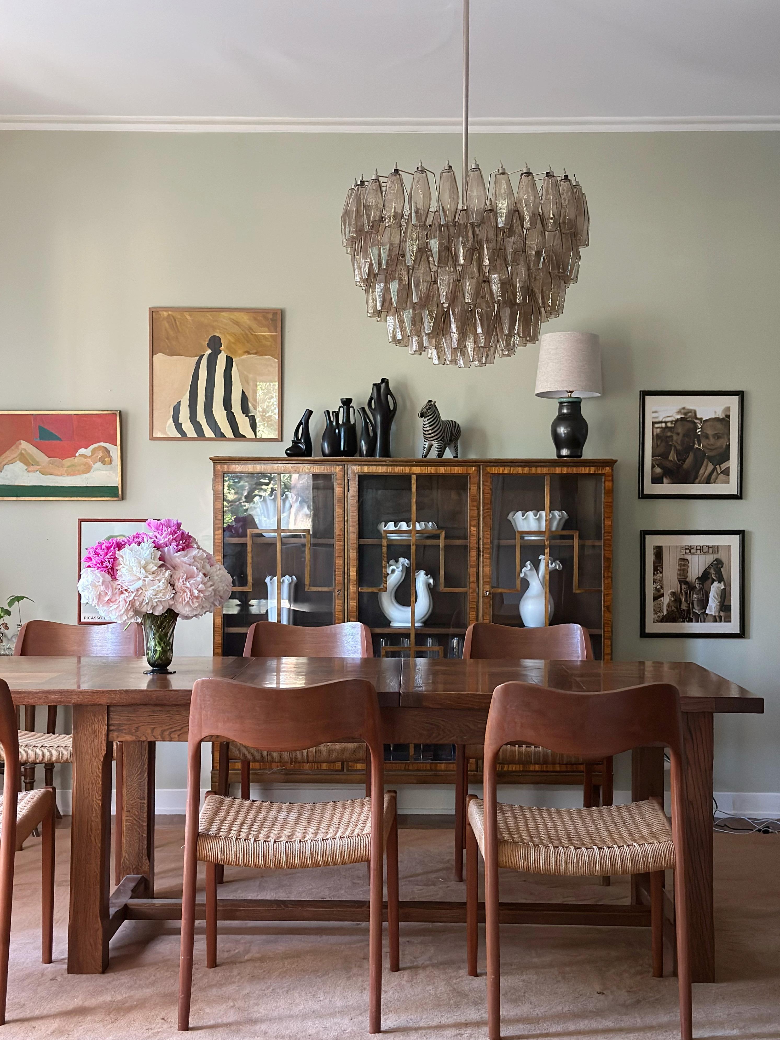 Mid-Century moderno Set di 3 lampadari di Murano per isola o corridoio con attacco cromato in vendita