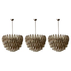 Ensemble de 3 lustres Murano Pendentifs pour îlots de cuisine ou couloirs avec fixation chromée
