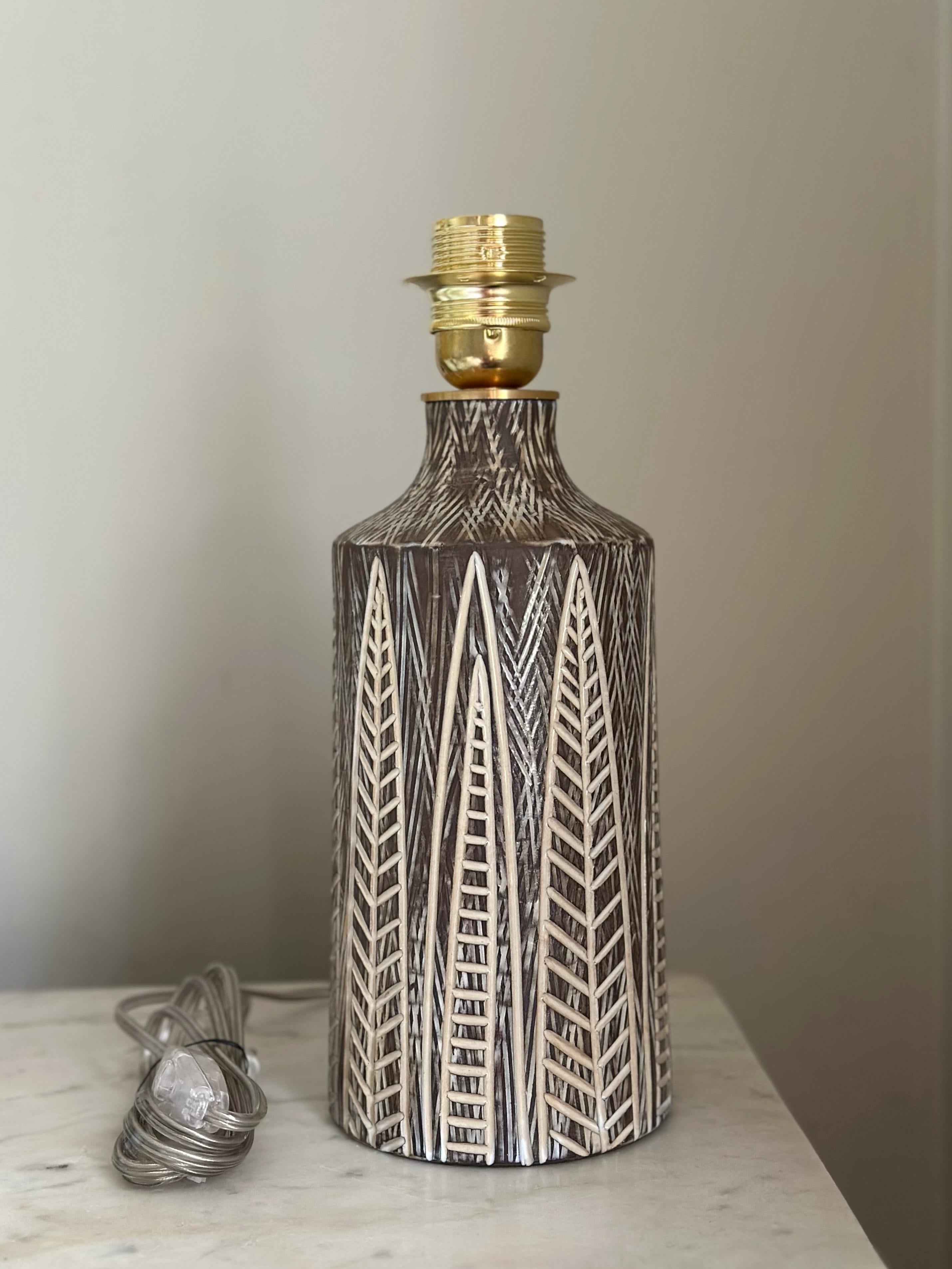 Mid-20th Century Swedish Art Deco Table Lamp NIGERIA in Stoneware from Upsala-Ekeby 1950s For Sale