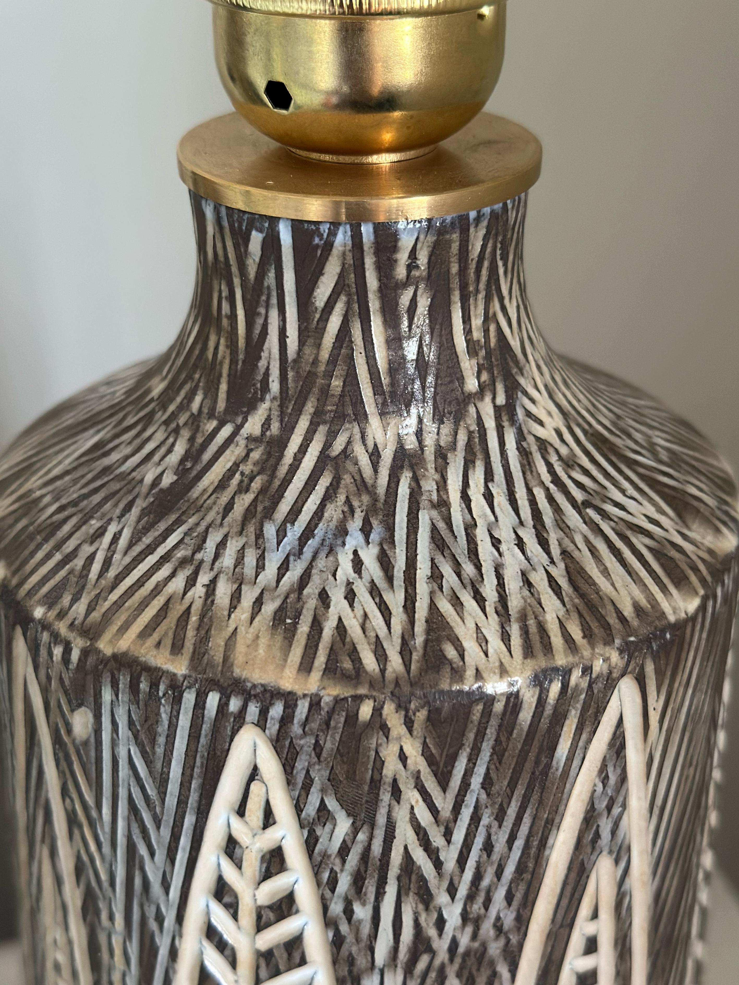 Swedish Art Deco Table Lamp NIGERIA in Stoneware from Upsala-Ekeby 1950s For Sale 5