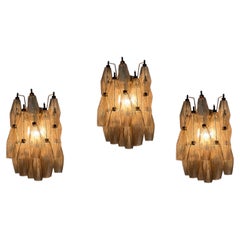 Set of 3 Classic Murano Wall Lamps with sand colored glass prisms