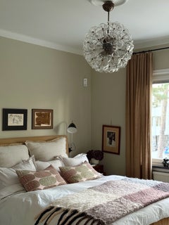 Italian Ball Formed Murano Chandelier with Floral Formed Prisms