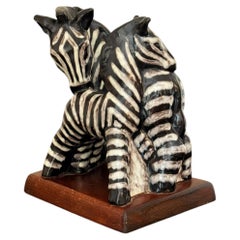 Vicke Lindstrand Stoneware Zebra Sculpture. Upsala-Ekeby, Sweden. 1940’s.
