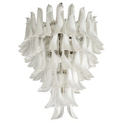 Large Eclectic White Murano Chandelier in Flamingo style
