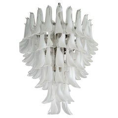 Large Eclectic White Murano Chandelier in Flamingo style