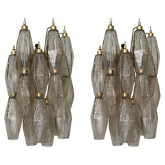 Set of two Eclectic Murano Wall Sconces in Smoked Grey Glass