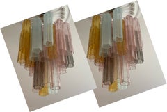 Pair of Eclectic Colorful Murano Chandeliers in the of style of Venini