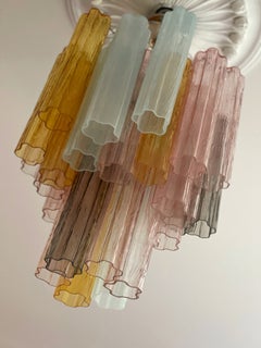 Pair of Eclectic Colorful Murano Chandeliers in the of style of Venini