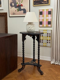 Ebonized étagère Trefoil TopCarved Oak Side Plant Table with Bobbin Legs