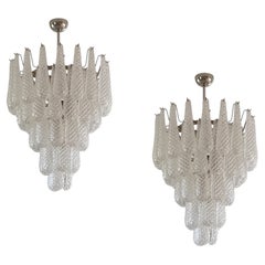 Set of two Elegant Italian Murano Chandeliers in the of style of Venini.
