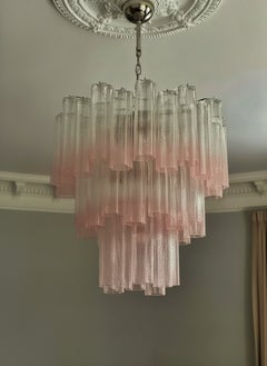 Large Bold Colorful Ombre Murano Chandelier Tronchi with pink ombre bottom