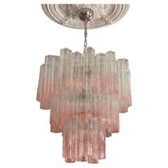 Large Bold Colorful Ombre Murano Chandelier Tronchi with pink ombre bottom