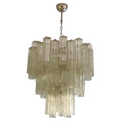 Large Bold Colorful Honey Colored Murano Chandelier with Tube Formed Prisms