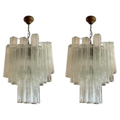 Set of two Classic Hallway Murano Chandeliers TRONCHI in Venini Style
