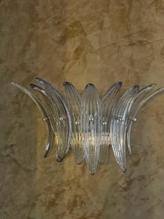 Murano Wall Sconce with Smoked Grey Feather Prisms