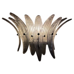 Murano Wall Sconce with Smoked Grey Feather Prisms
