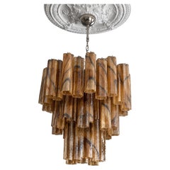 Large Eclectic Dramatic Caramel Brown and Black Swirled Murano Chandelier
