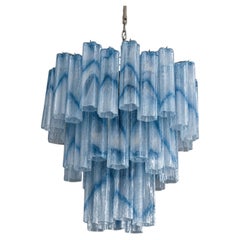 Large Eclectic Dramatic Blue Swirled TRONCHI Murano Chandelier