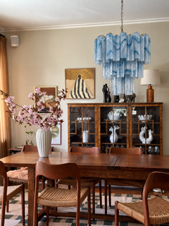 Large Eclectic Dramatic Blue Swirled TRONCHI Murano Chandelier