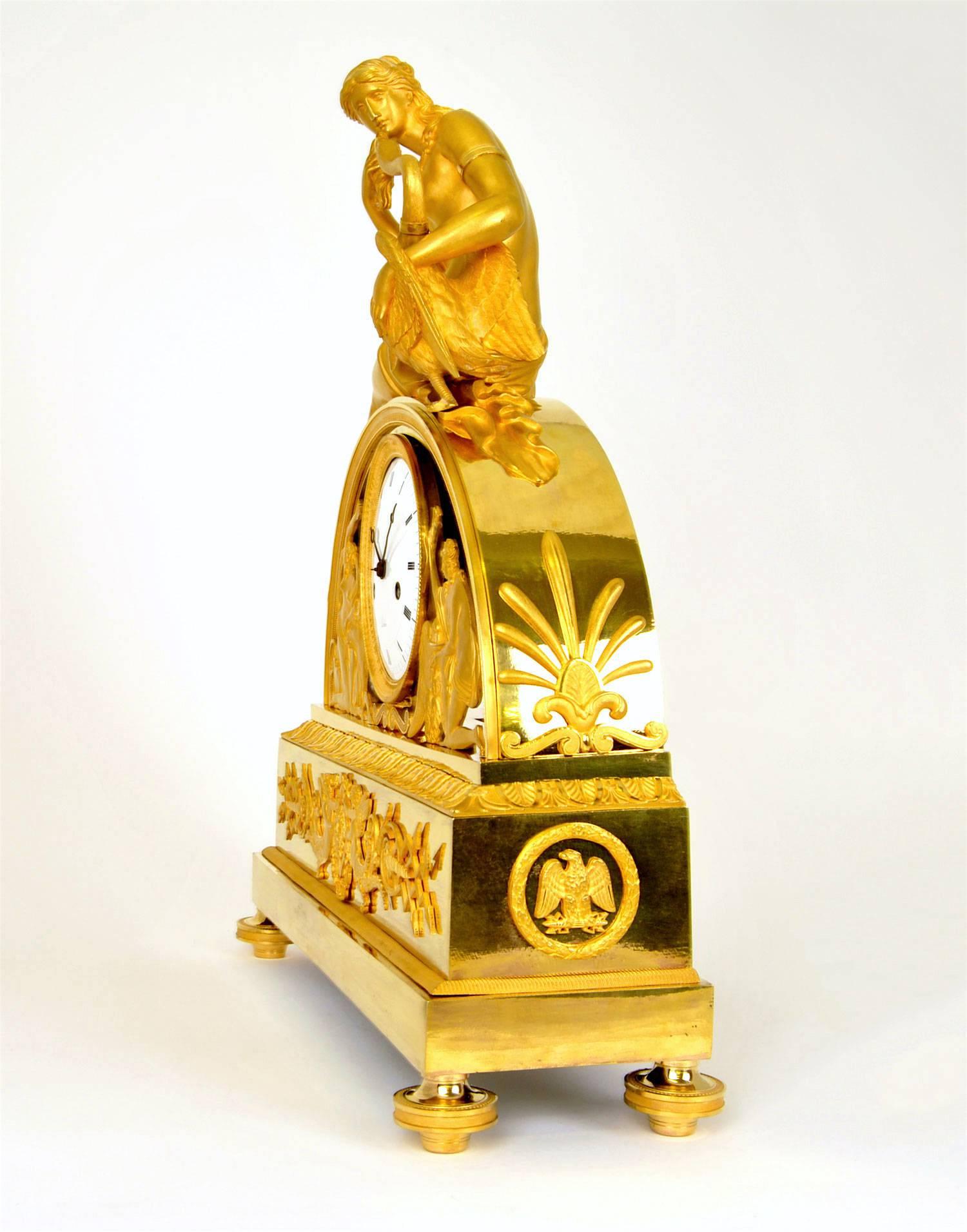 Empire Early 19th Century Gilt Bronze Table Clock  For Sale