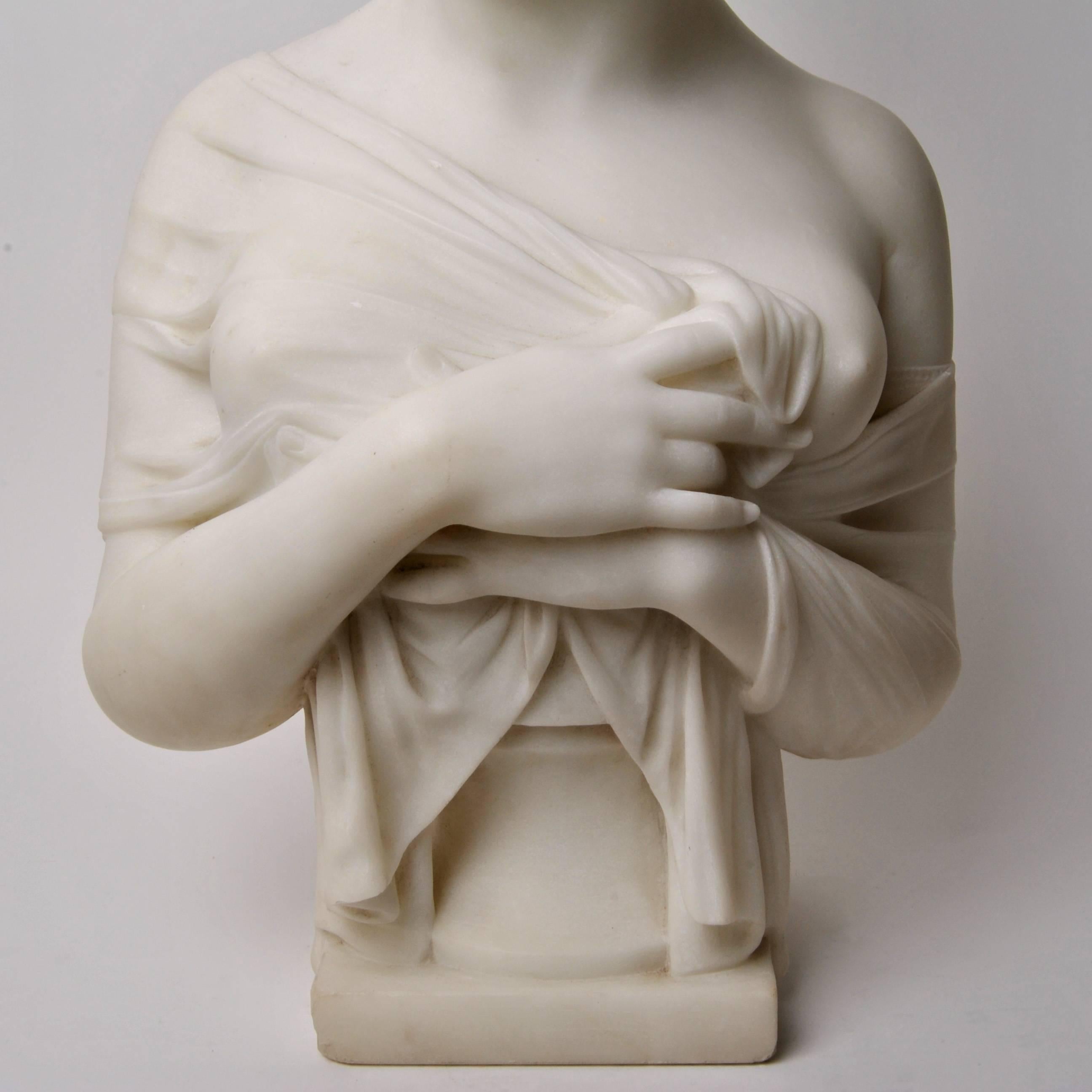 Carved Marble Bust of Juliette Récamier