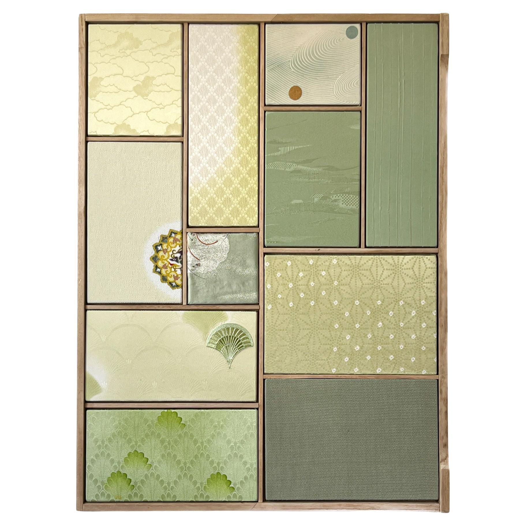 Antike Kimono-Textilkunst „Kobachi ~ Grüne Kollektion ~“ von Ikasu Green, Japan