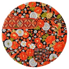 Vintage obi textile art "Sacred Geometry ~Longevity~" by ikasu Orange, Japan