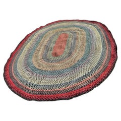 SUPERB Antique Burks County PA American Folkart Braided Rug 84x109 W5485