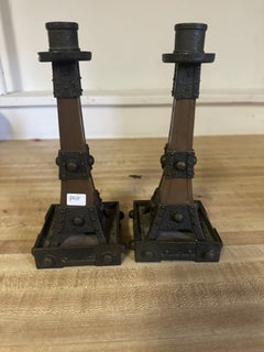 Pair of candlestick holders ARTS and CRAFTS Stickley era W4959