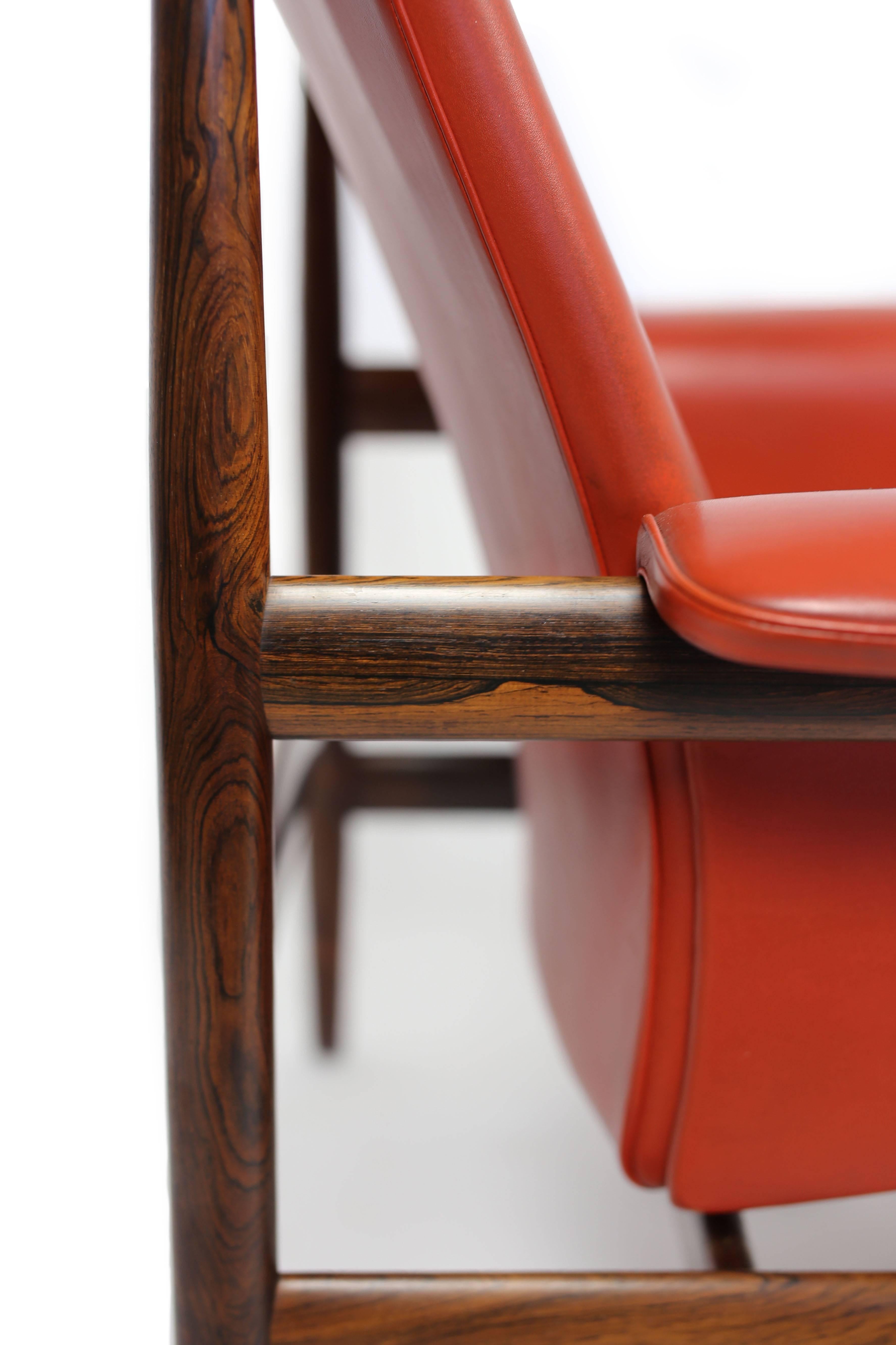 Finn Juhl Rosewood and Leather Bwana Chair In Good Condition In Copenhagen, DK