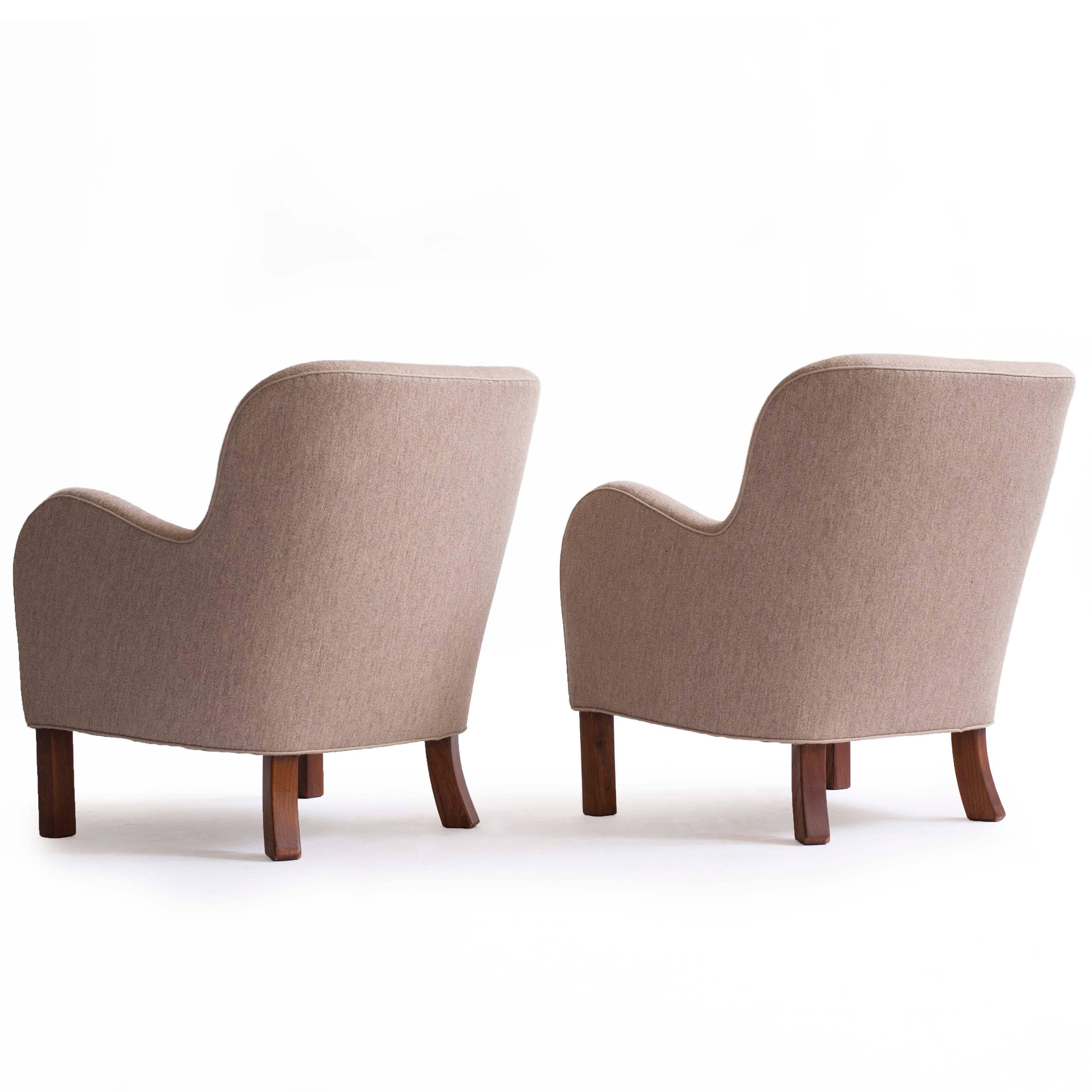 Scandinavian Modern Pair of Palle Suenson Easy Chairs