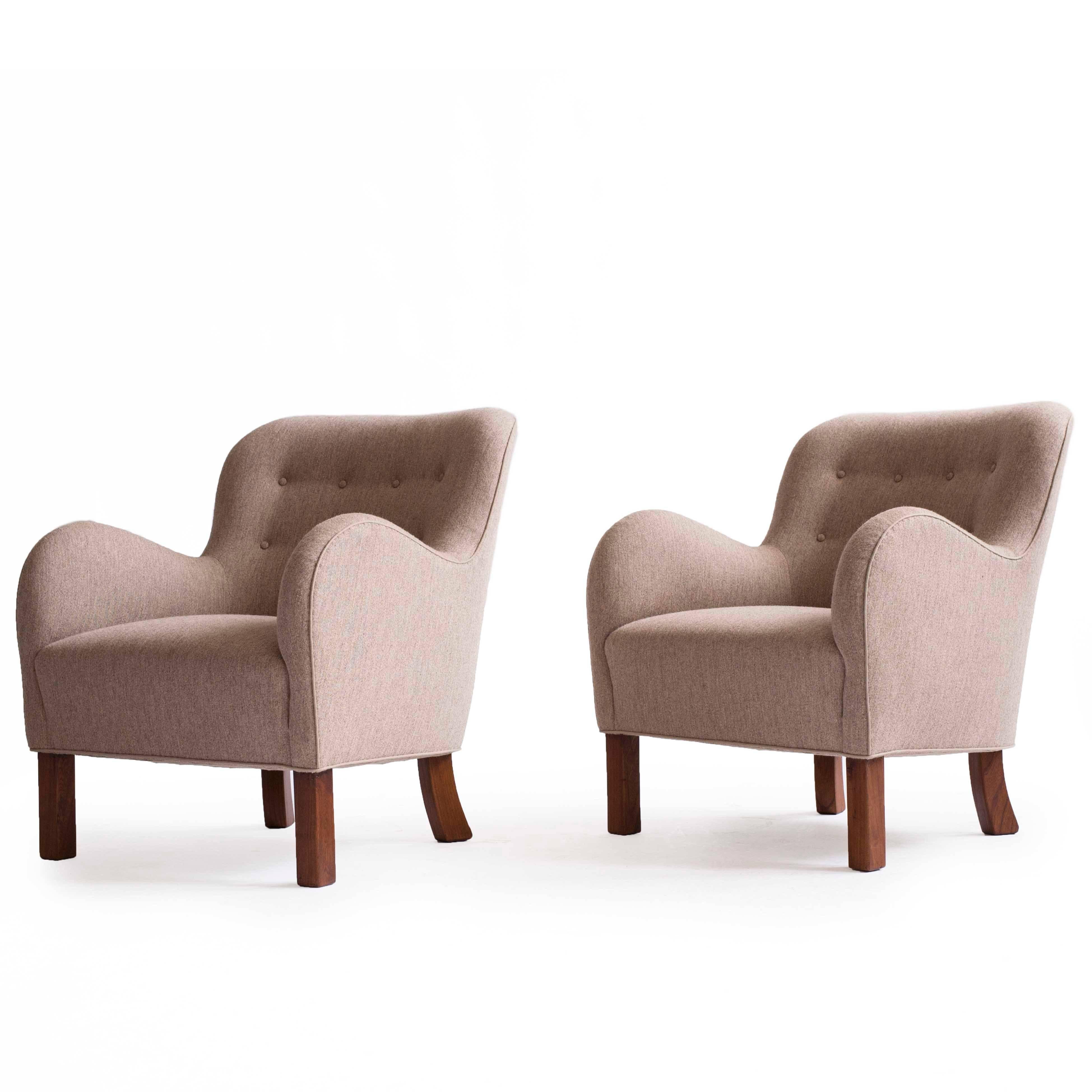 Danish Pair of Palle Suenson Easy Chairs