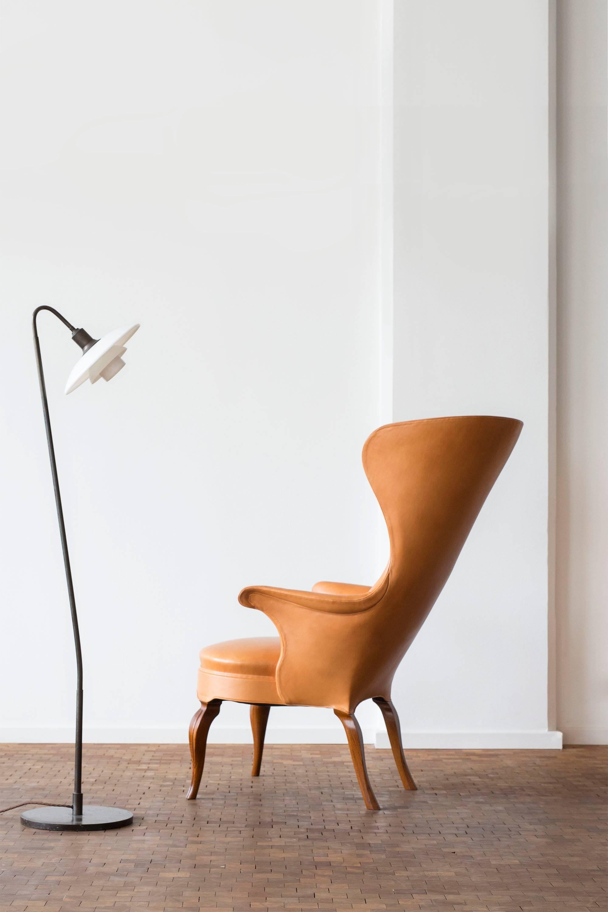 Scandinavian Modern Frits Henningsen High Back Wing Chair