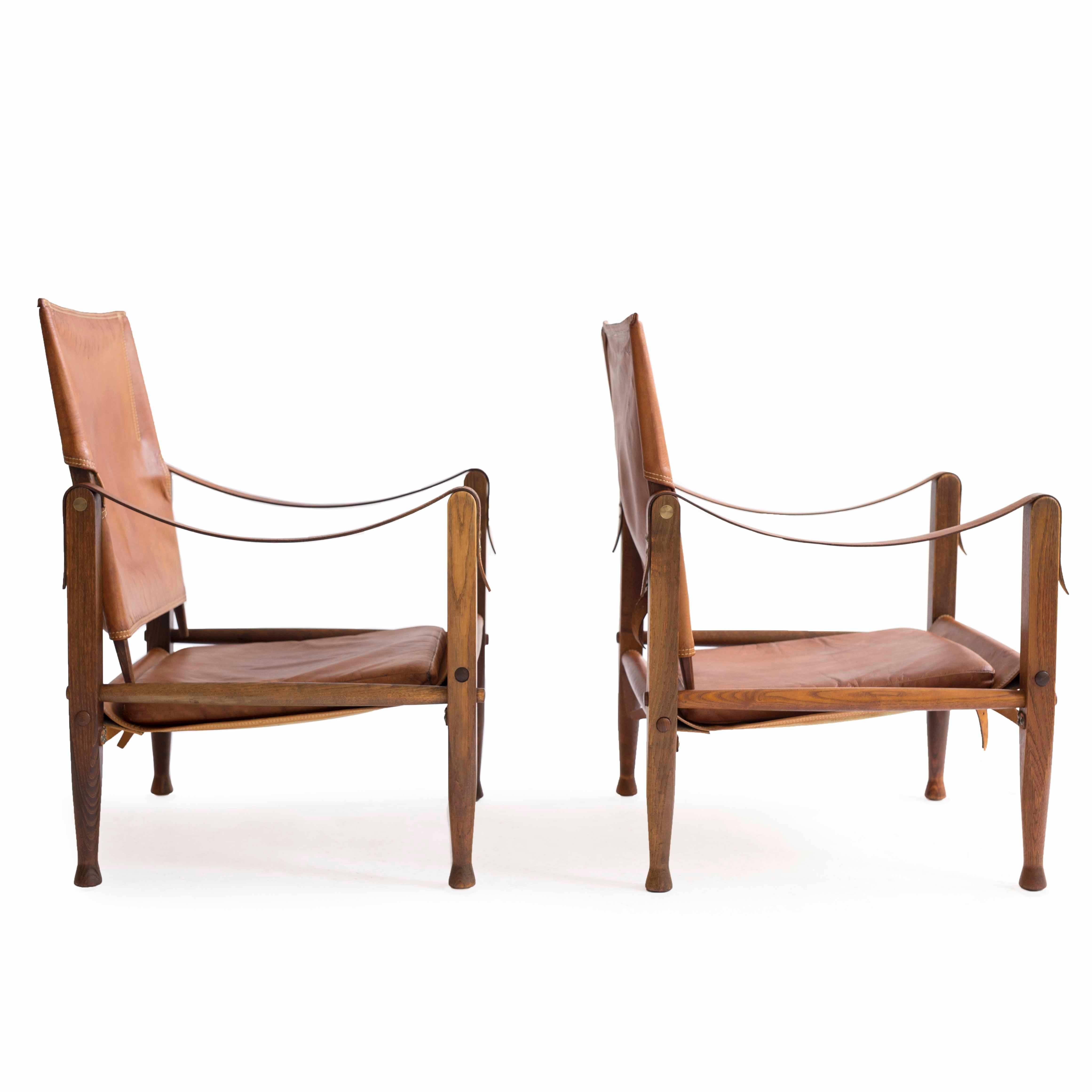 Pair of Kaare Klint 'Safari Chairs' for Rud. Rasmussen In Good Condition In Copenhagen, DK